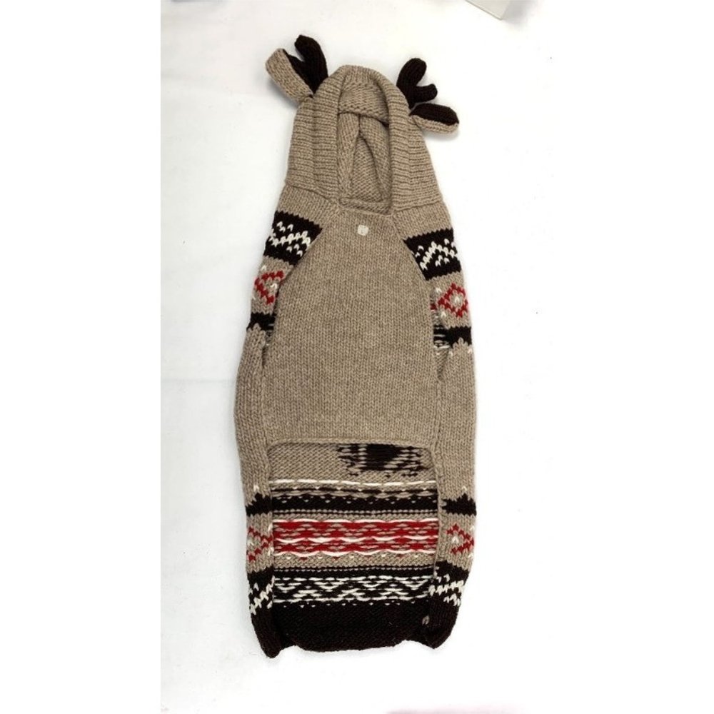 Chilly Dog Hand-Knit Organic Wool Moose Hoodie NWT - Picture 3 of 14